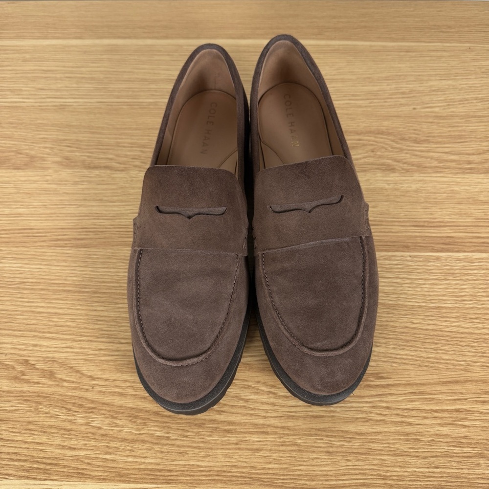 Cole Haan Geneva Lug Sole Loafers Lava Brown Suede Platform Flats Women’s Size 8 - Picture 6 of 12
